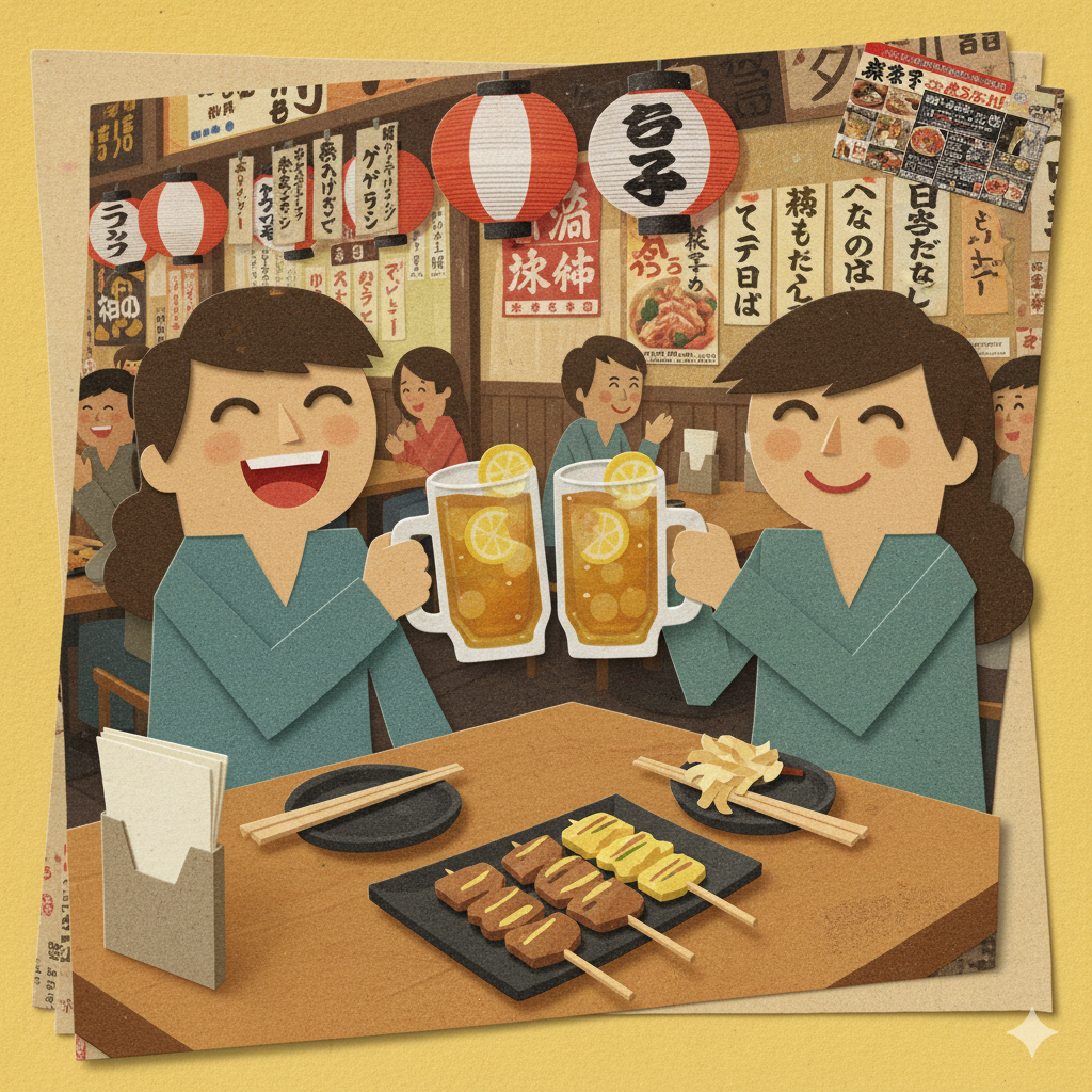 居酒屋聊天插画