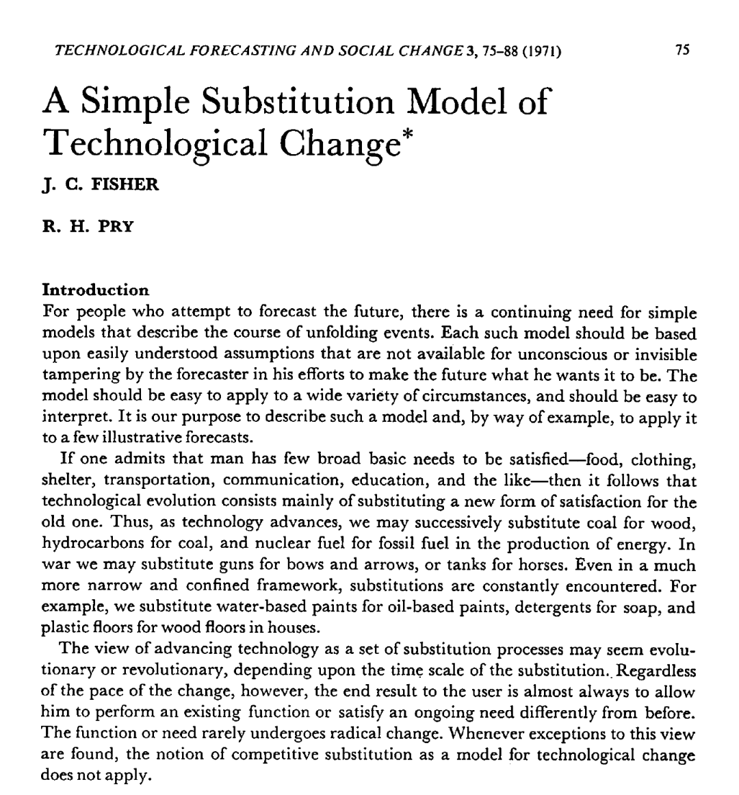 A Simple Substitution Model of Technological Change