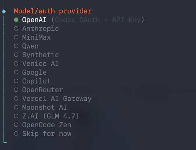 ClawdBot模型选择界面